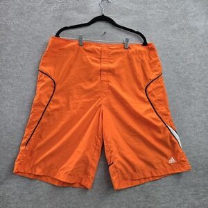 Adidas Men Board‎ Shorts XL Orange Logo Contrast Trim 12" Inseam